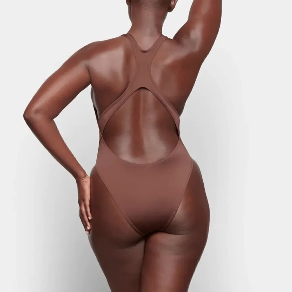 NWT SKIMS Swim Brown Monokini Cocoa One Piece Swimsuit